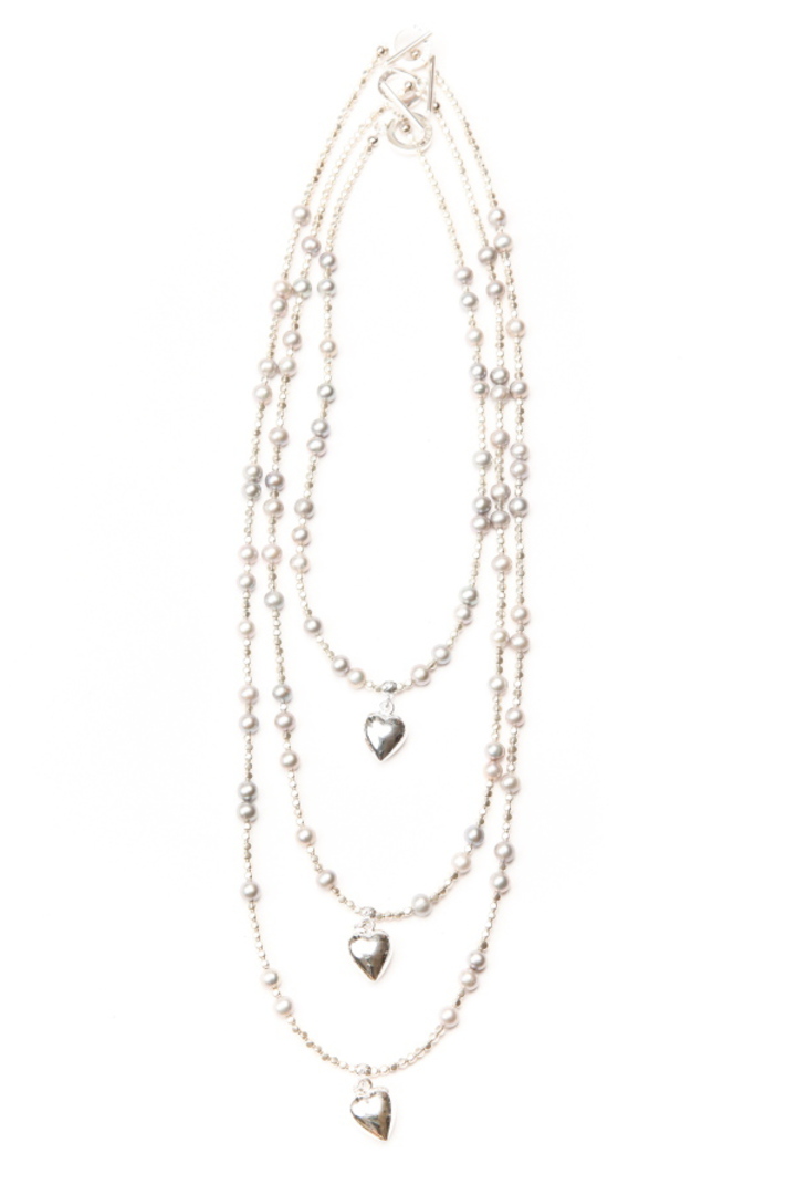 Necklace, Grey Fresh Water Pearl with Heart image 0