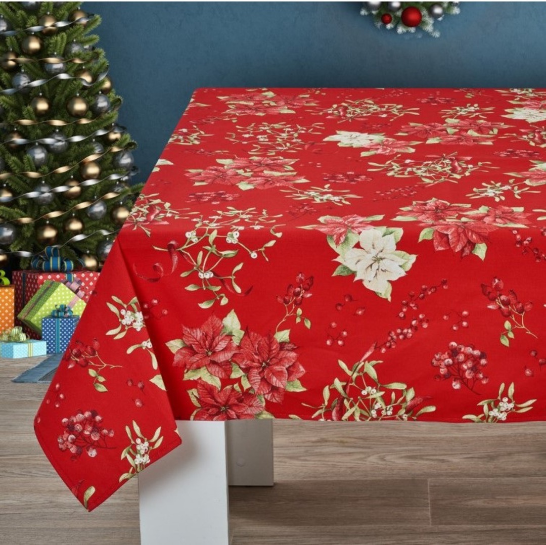 Tablecloth, Poinsettia Red image 1