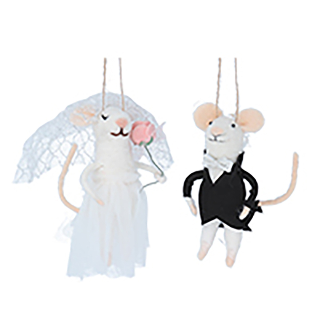 Wool Bride / Groom Mouse 12cm image 0