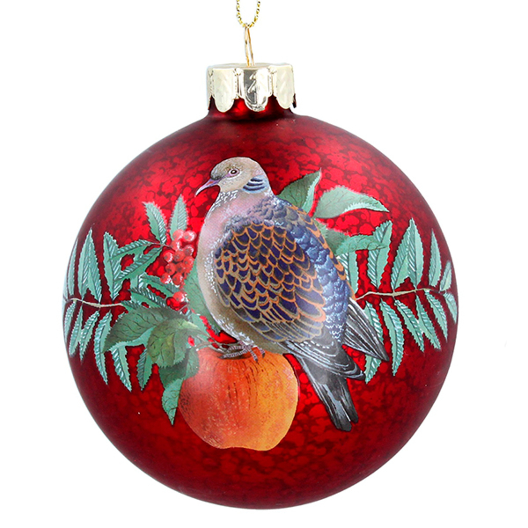 Glass Ball Antique Red, Turtle Dove 8cm image 0