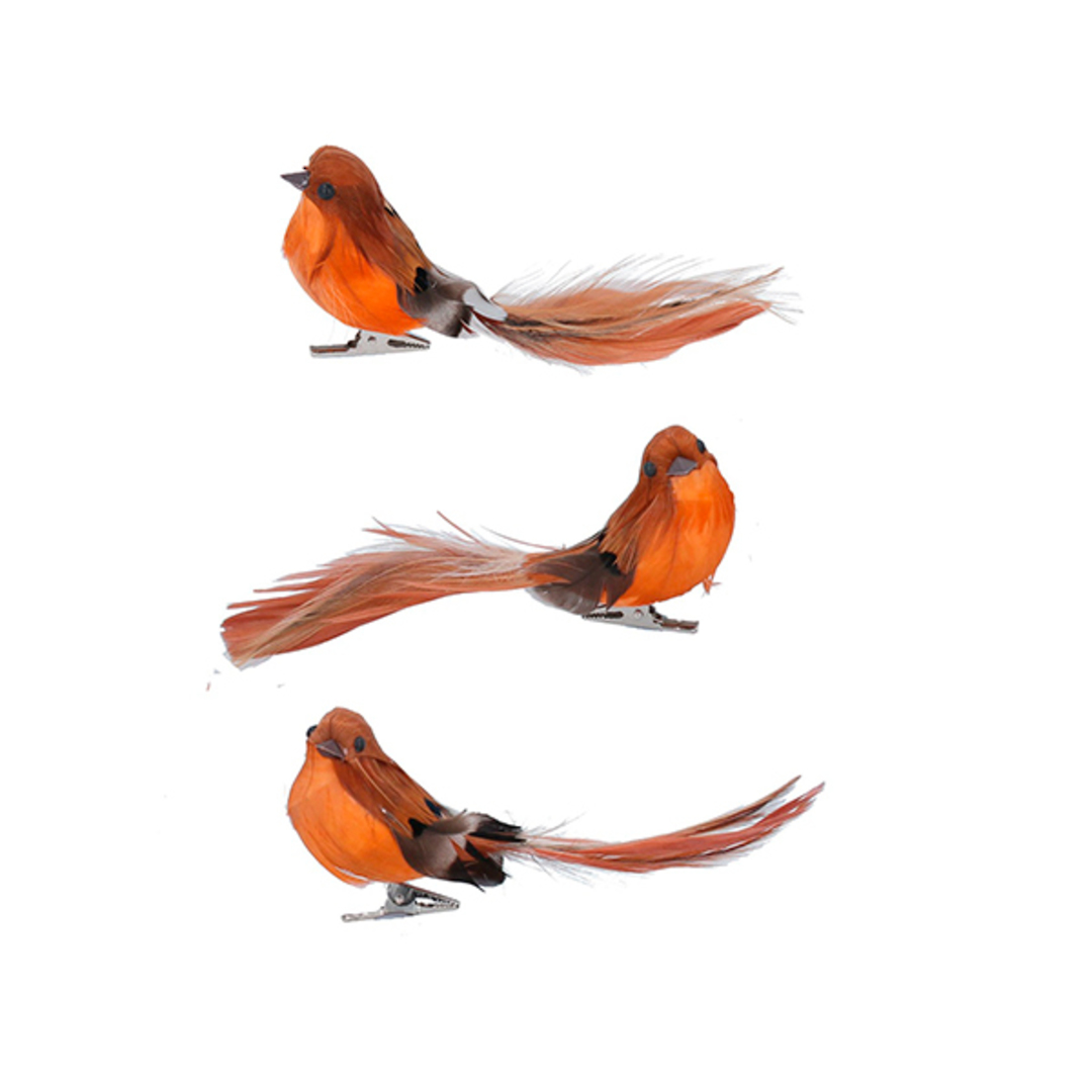 INDENT - Pack 24, Bird Clip, Natural Feather Robin 13cm image 0