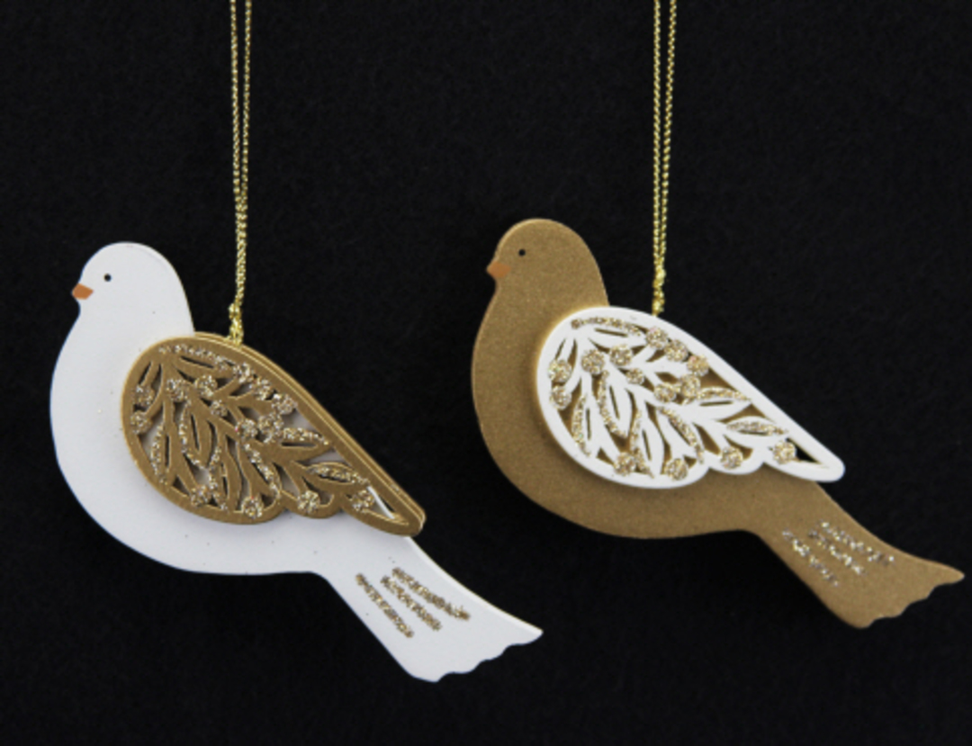 Wooden Cream/Gold Fretwork Dove image 0