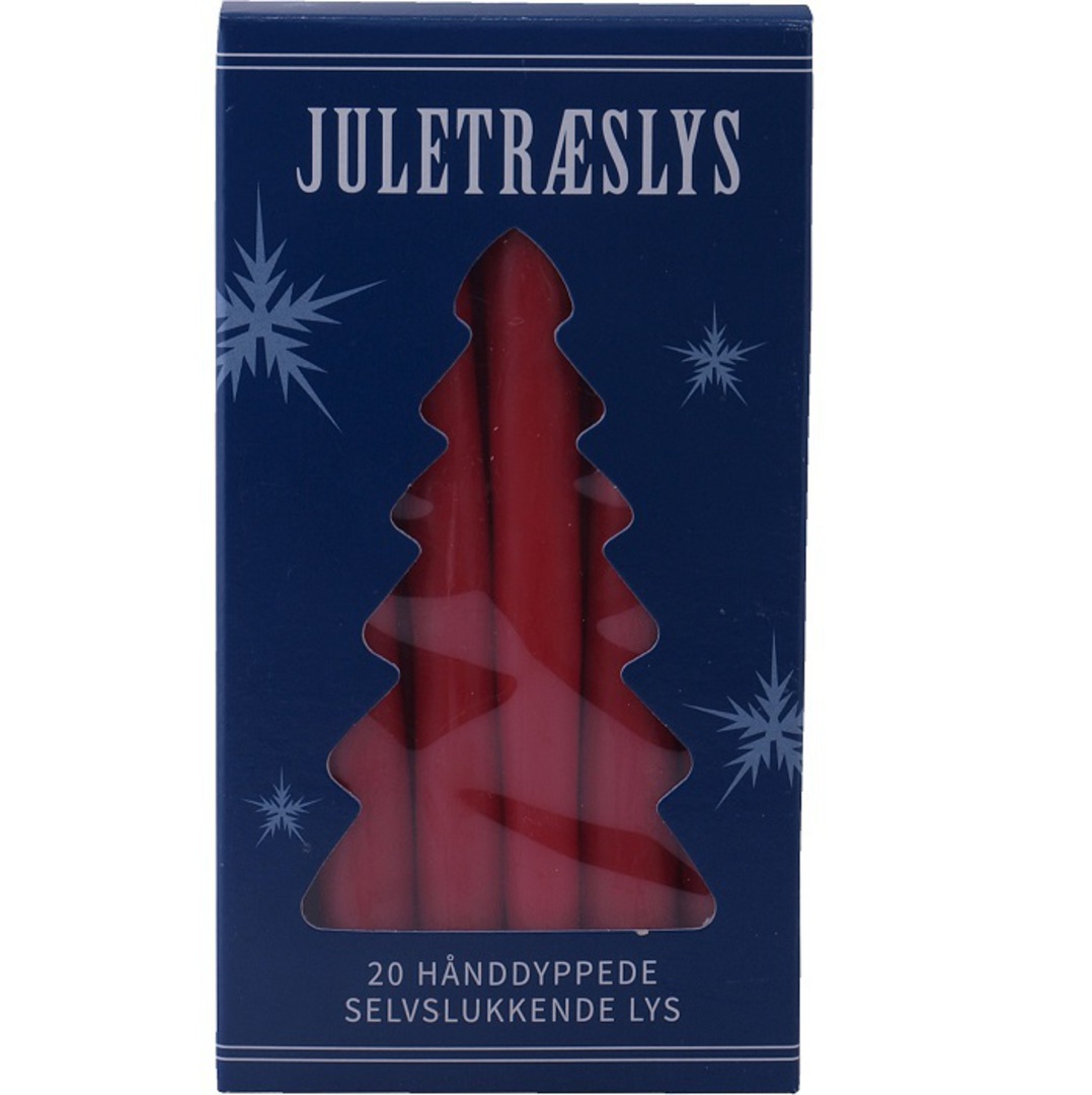 Self Extinguishing Xmas Tree Candles, Tall Red, Pack 20 image 0