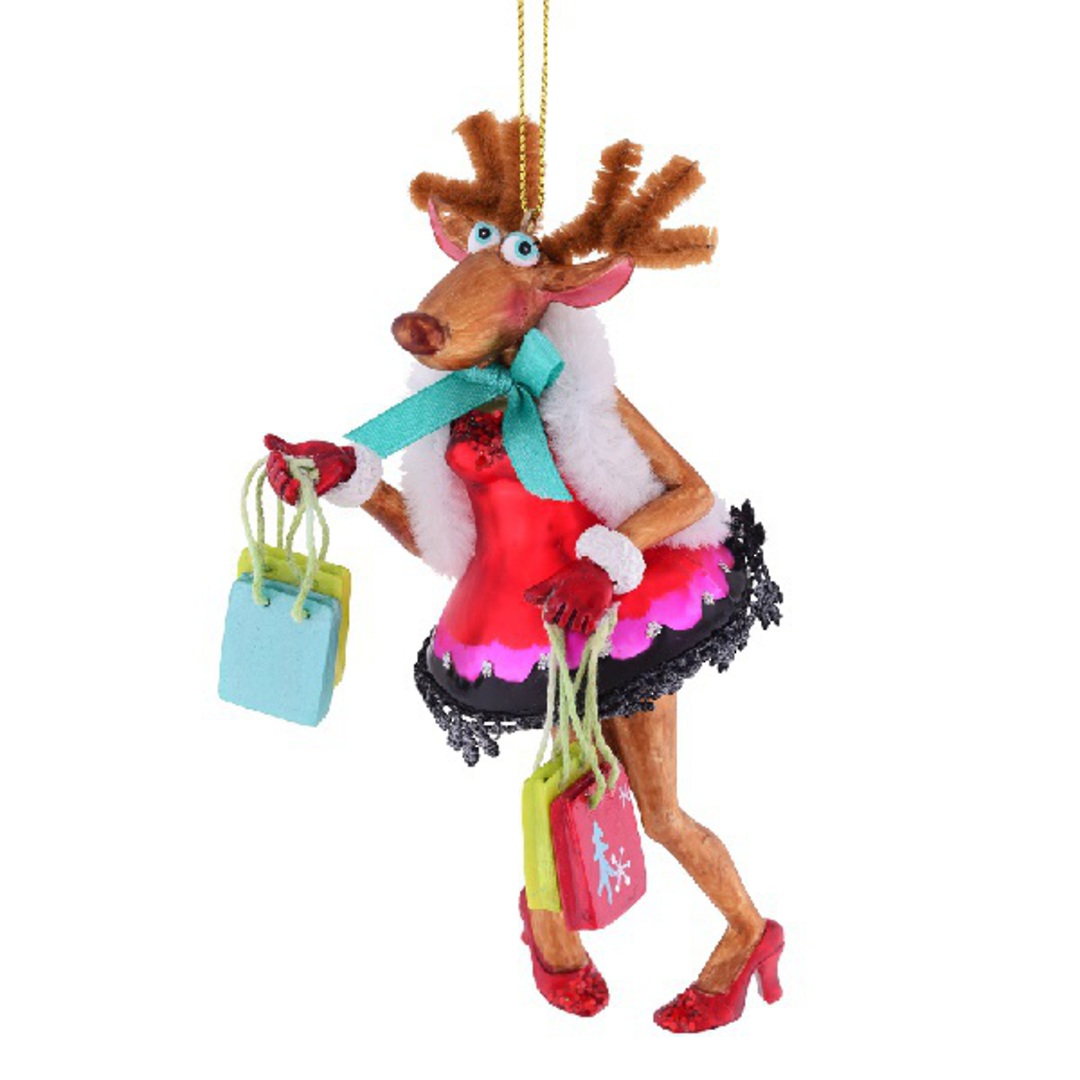 Glass Reindeer, Shopping 15cm *ETA NOV image 0
