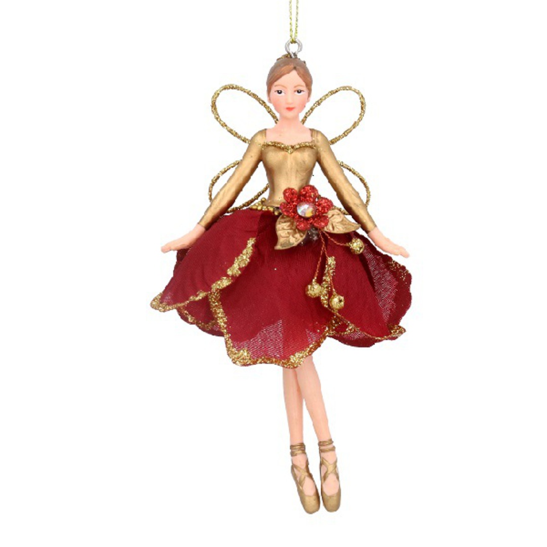 Resin Fabric Flower Petal Fairy, Red 12cm *ETA NOV image 0