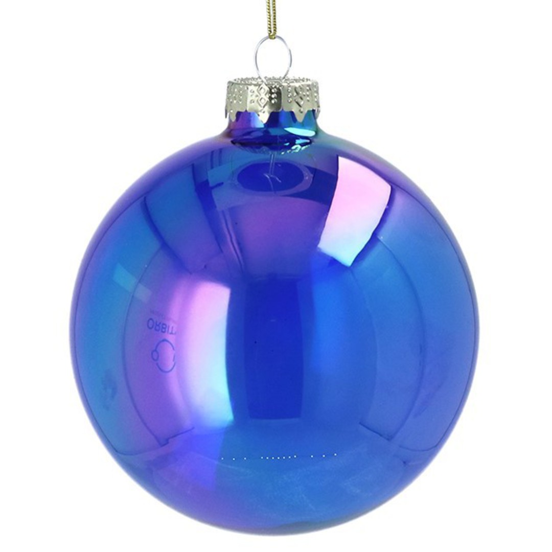 INDENT - Pack 12, Large Glass Ball Blue, Lustre 10cm image 0