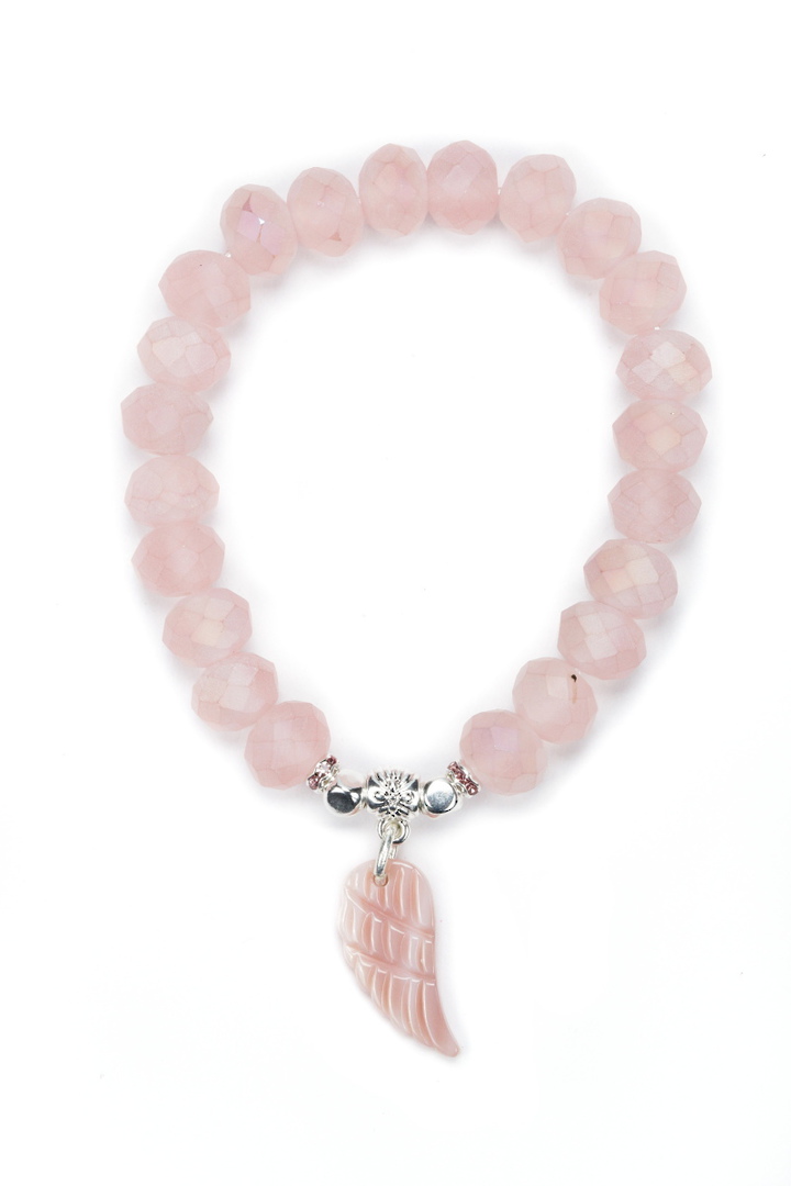 Bracelet, Pink Quartz w/Charm image 0