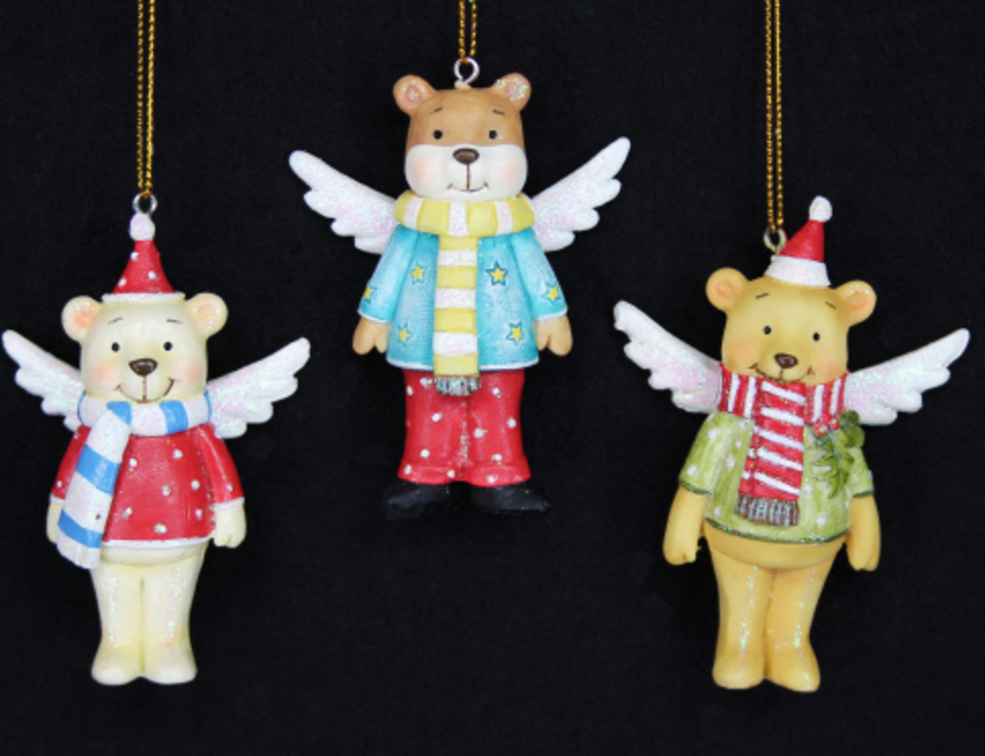 Hanging Resin Dressed Teddy with Wings image 0