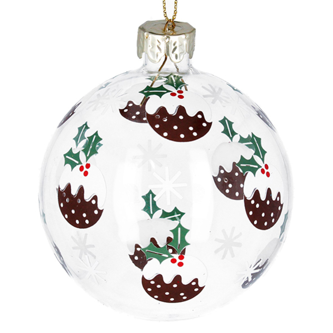 Glass Ball Clear, Xmas Puddings 8cm image 0