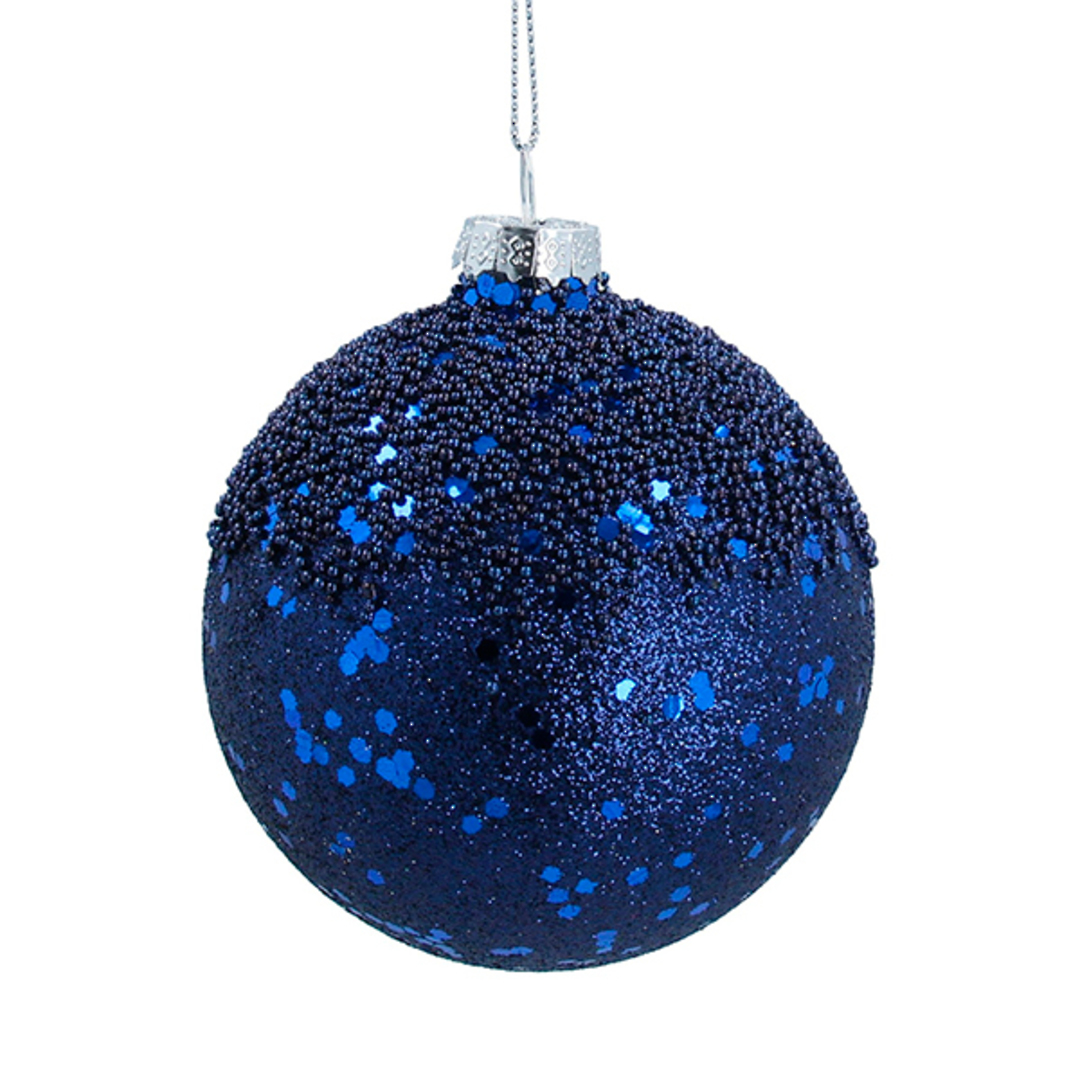 Glass Ball Blue, Glitter Beads 8cm image 0