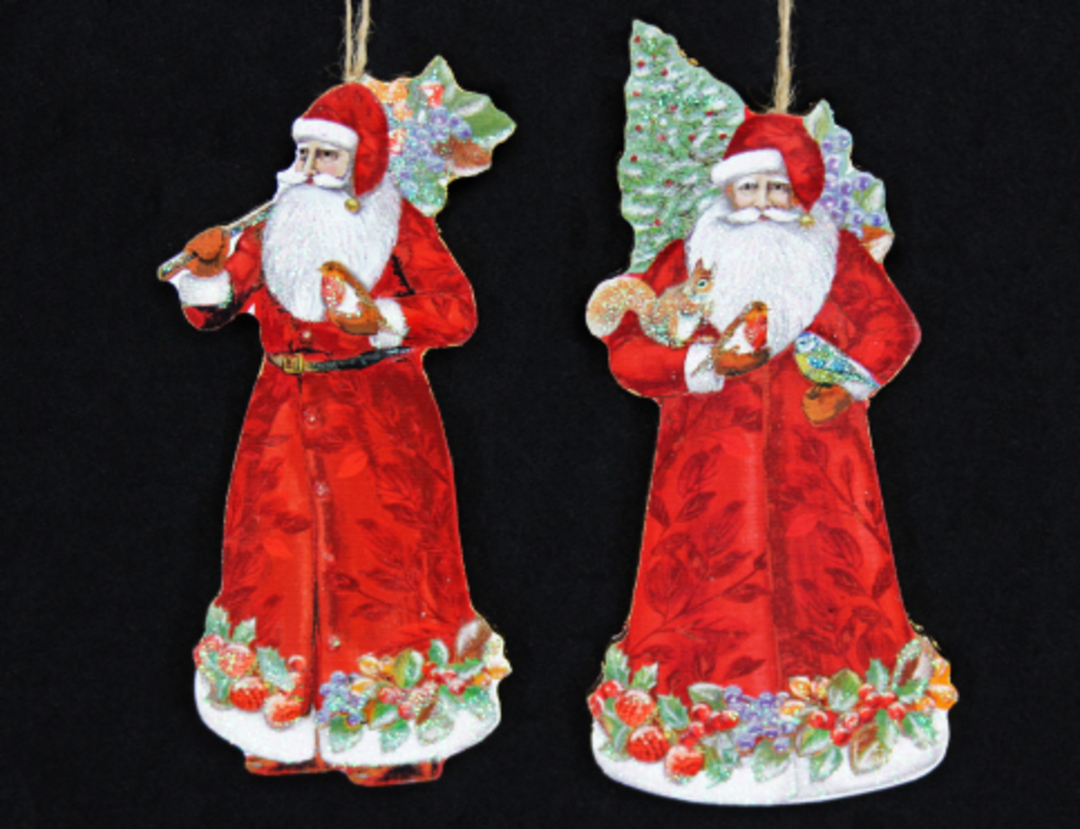 Hanging Wooden Forest Santa with Tree image 0