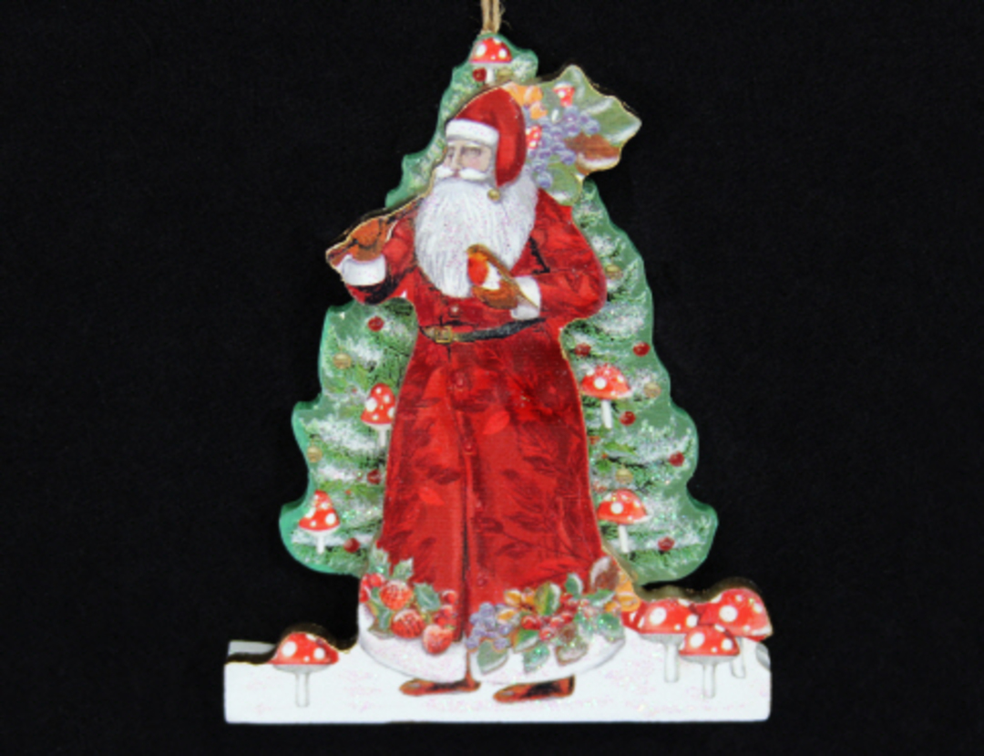 Hanging Wooden 3D Forest Santa with Tree image 0