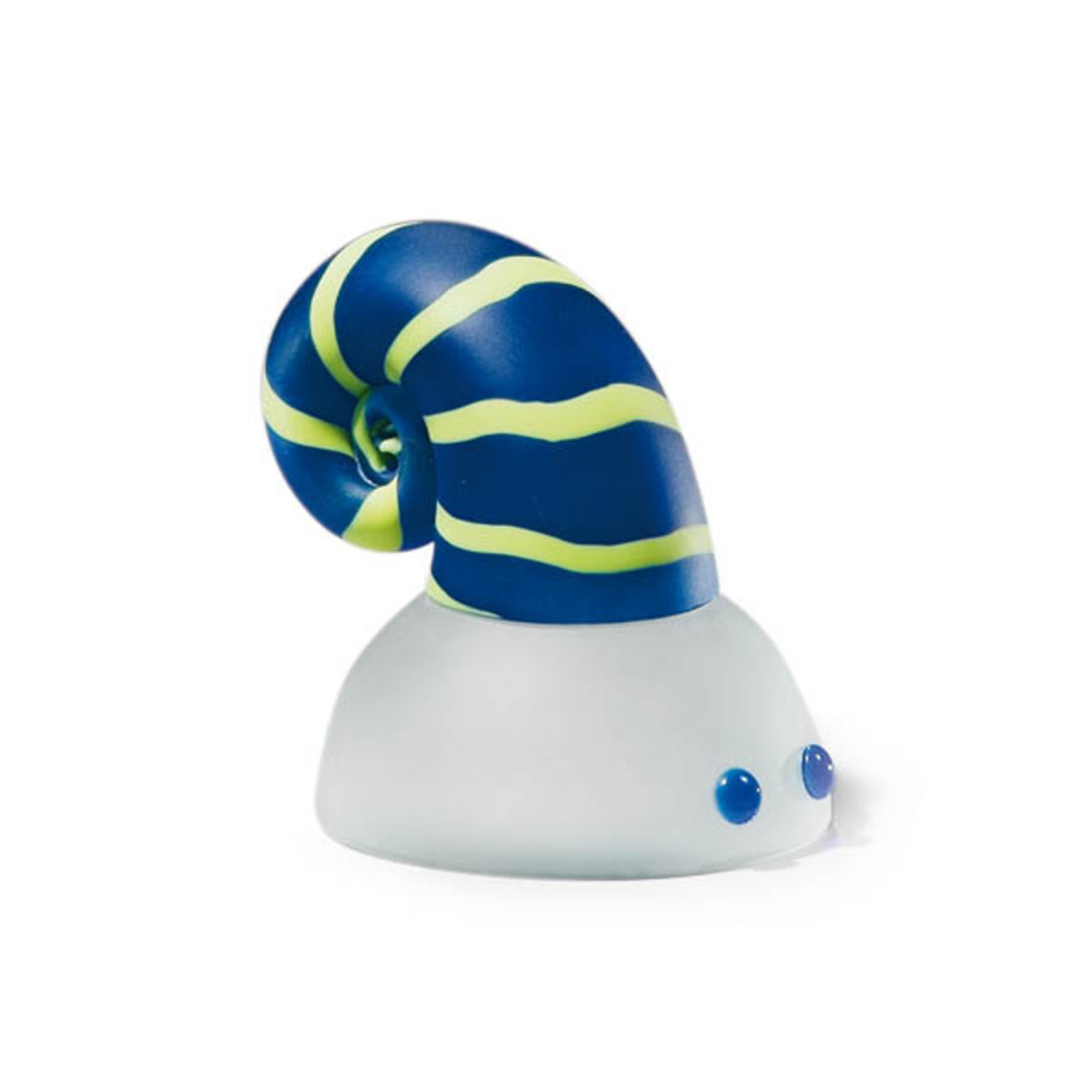 Artglass Snail Paperweight. Blue w/Green Stripe image 0