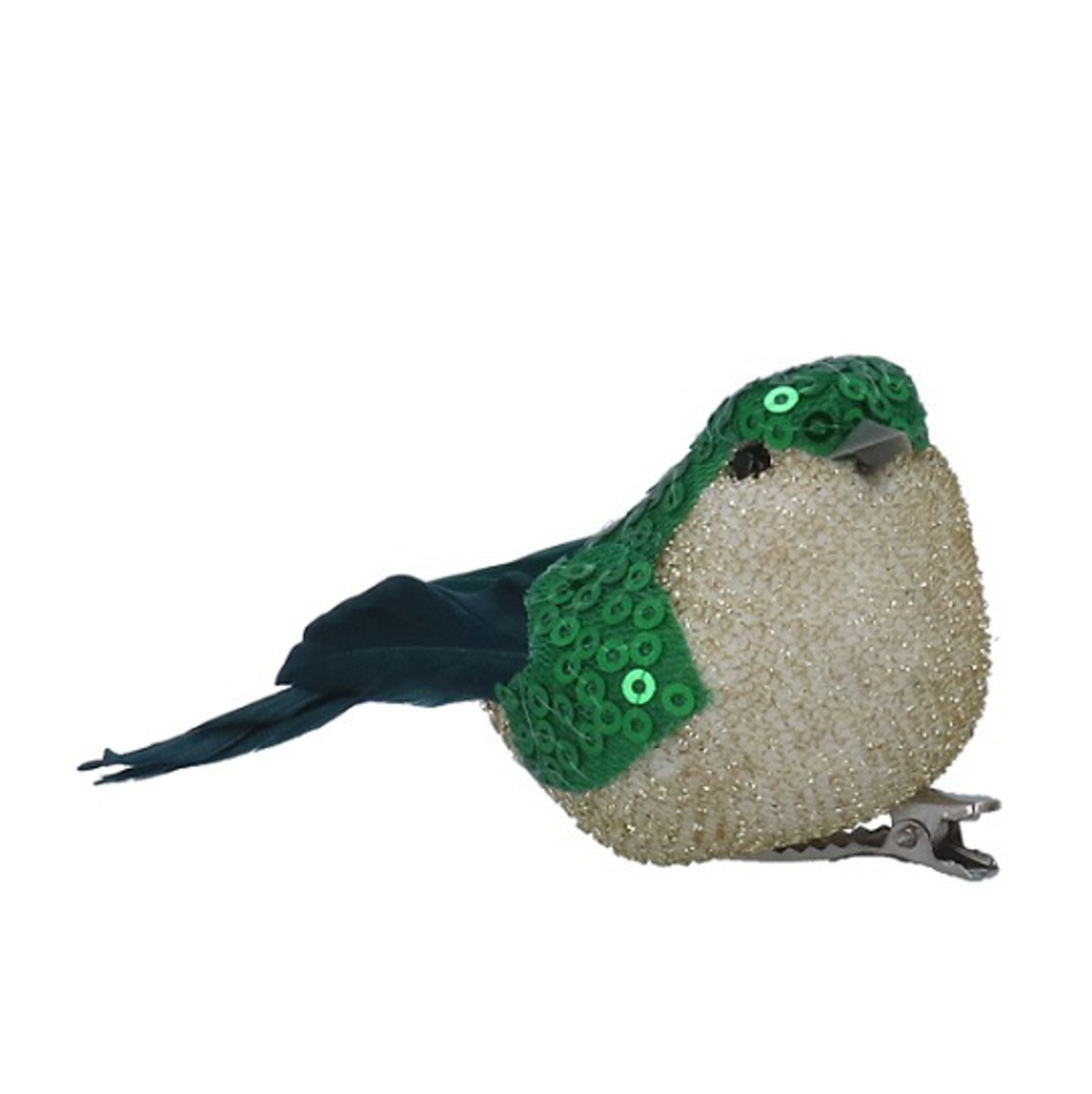 Clip, Green & Gold Glitter Bird 9cm *ETA NOV image 0