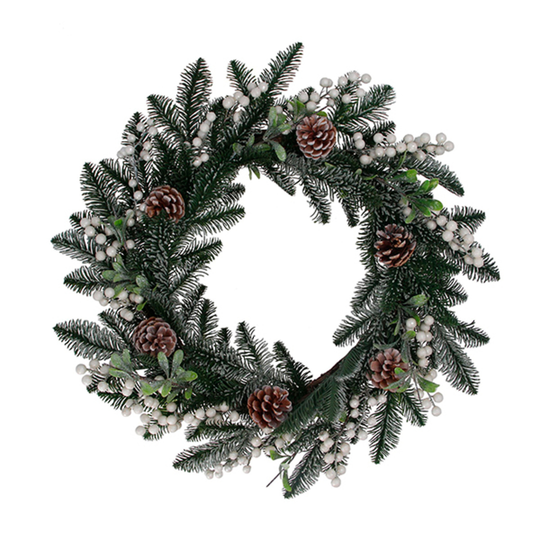 Fir, White Berry & Cone Wreath 60cm *ETA NOV image 0