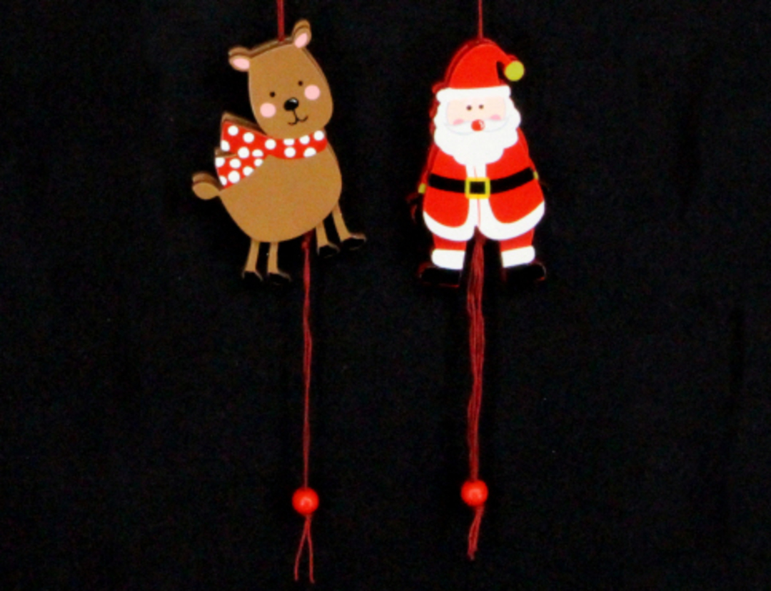 Hanging Wooden Jumping Jack Deer/Santa image 0