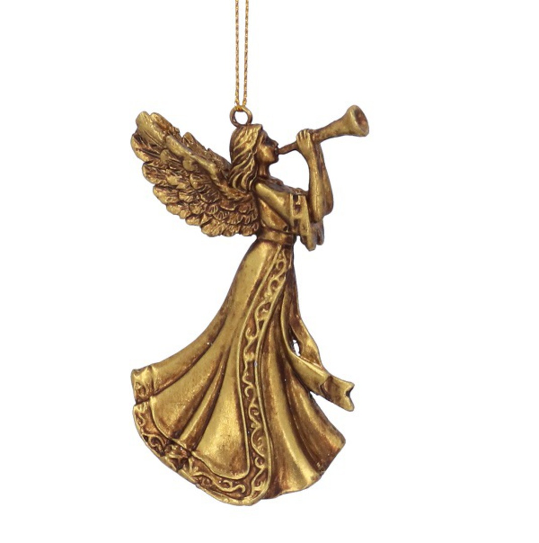 Resin Old Gold Angel with Trumpet 10cm *ETA NOV image 0