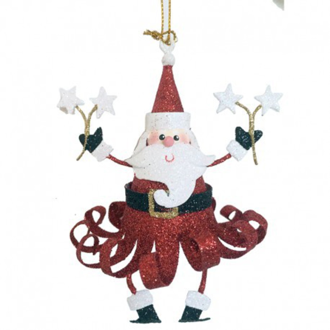 Glitter Metal Santa with Stars image 0