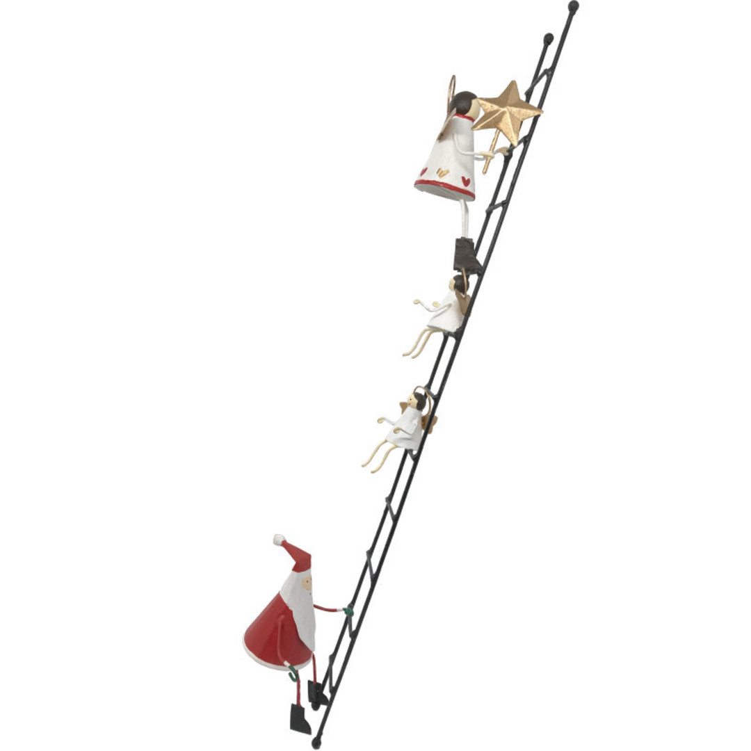 Tin Santa & Angels on Ladder 39cm image 0