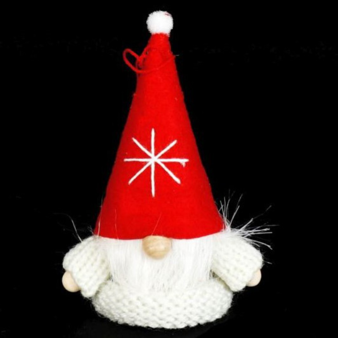 Santa White Knit Jumper, Red Hat image 0