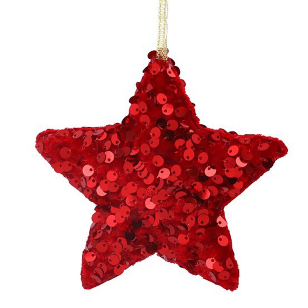 INDENT - Pack 24, Poly Sequin Red Star 11cm image 0