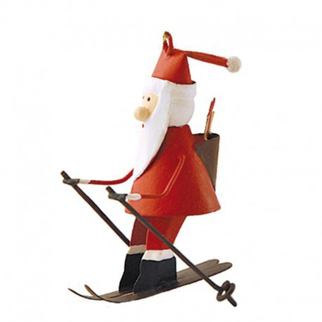 Tin Santa on Skis 10cm image 0