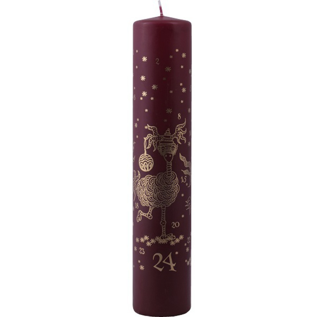 Advent Calendar Candle Burgundy, Deer 25cm *ETA NOV image 0