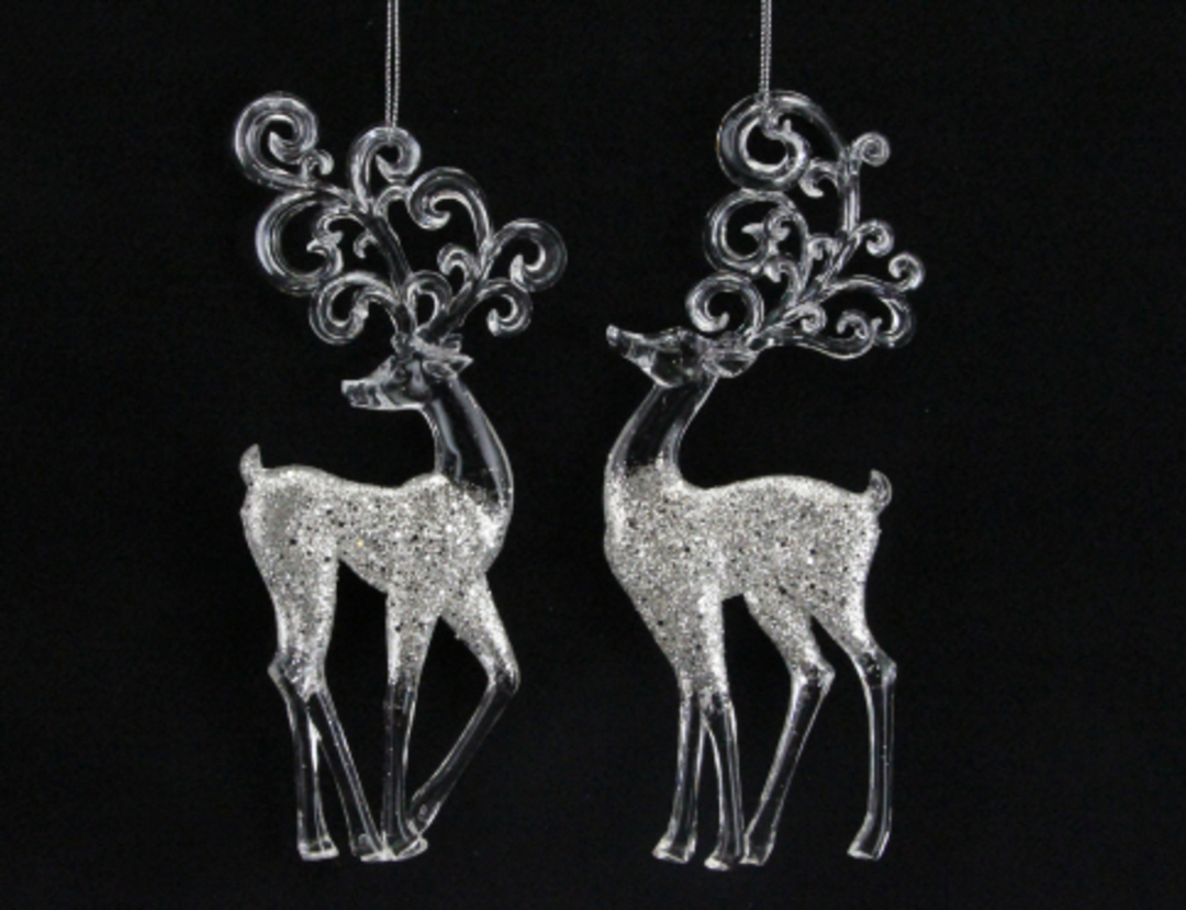 Clear Acrylic and Silver Glitter Reindeer image 0