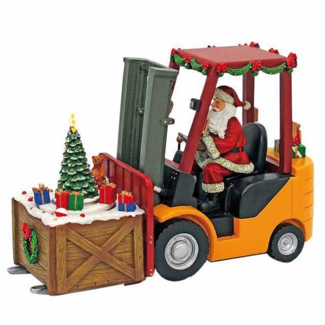 Music Box, Santa in a Fork Hoist 25cm image 0