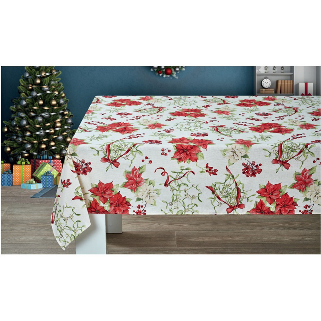 Tablecloth, Poinsettia White image 0