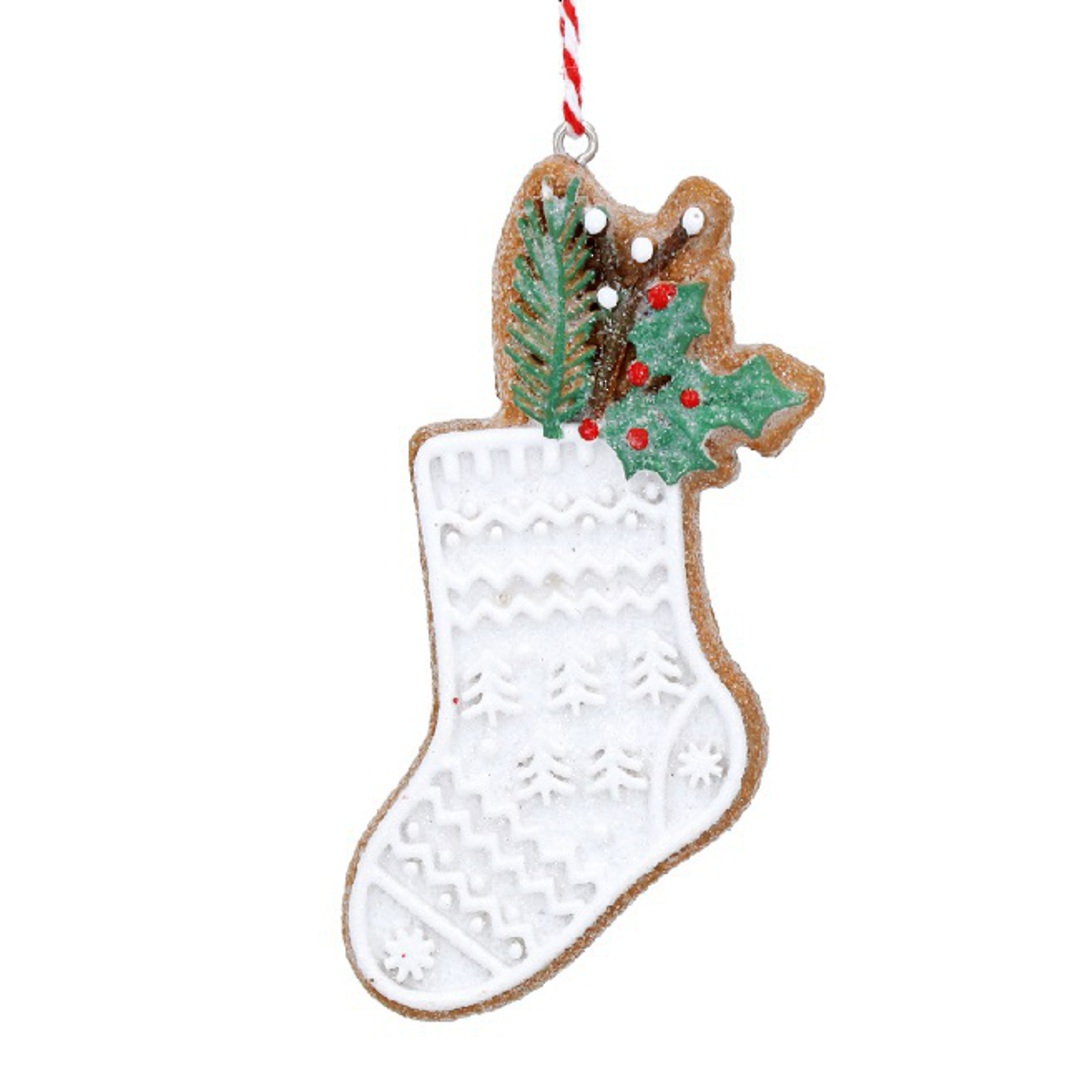 Resin Norse Cookie White Stocking 8cm *ETA NOV image 0