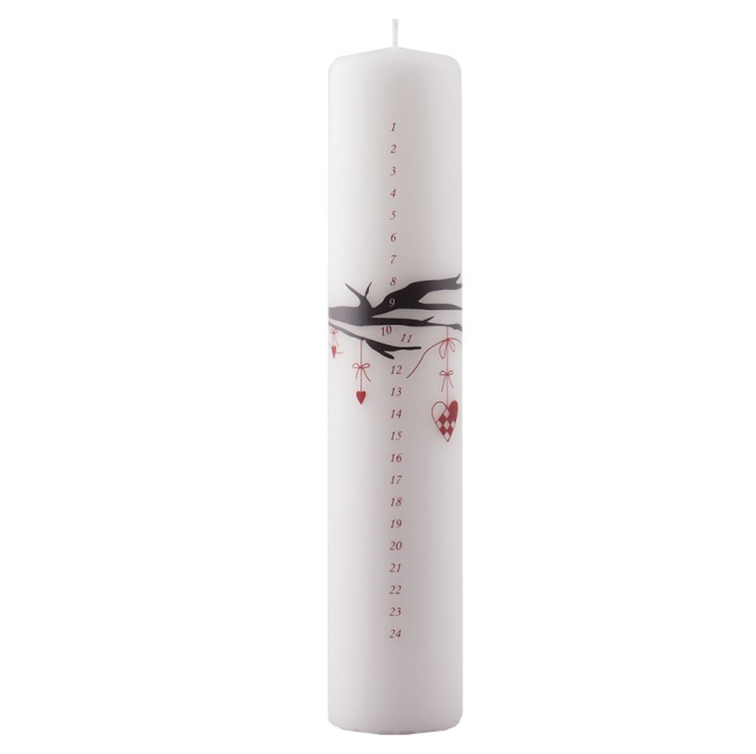 Advent Candle, Branches with Scandi Hearts image 0