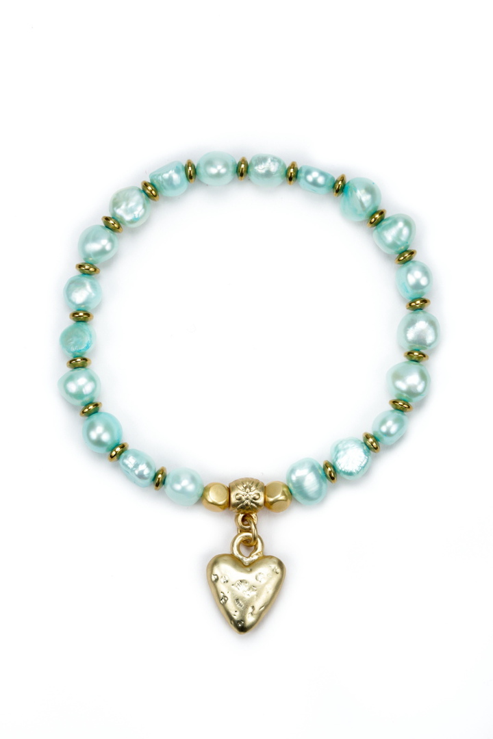 Bracelet, Turquoise Pearl w/ Speckled Heart image 0