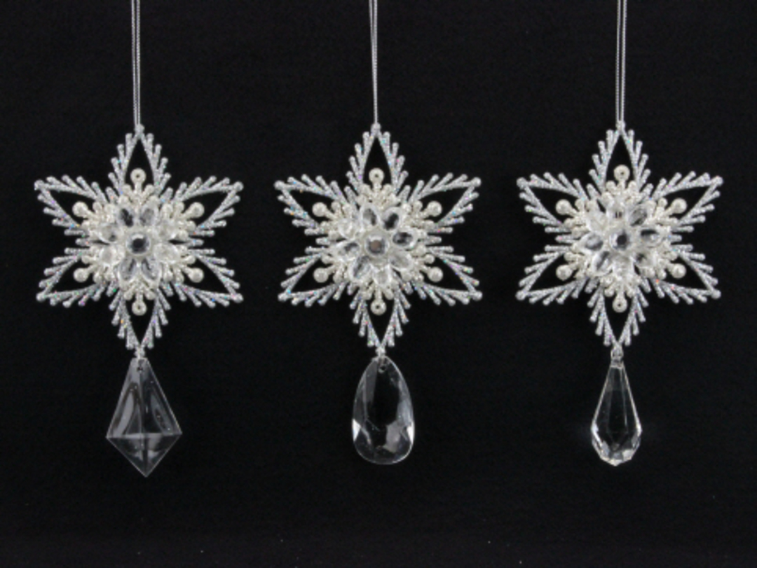 Acrylic Clear and White Snowflake with Drop 13cm image 0