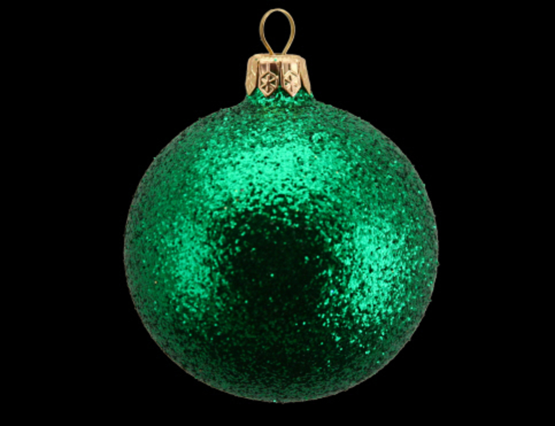Glass Ball Green Glitter 7cm image 0