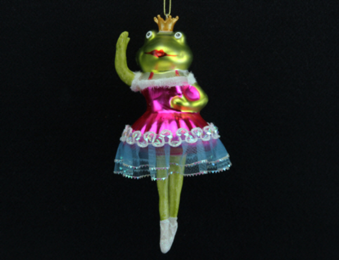 Glass Painted Frog with Dress 13cm image 0