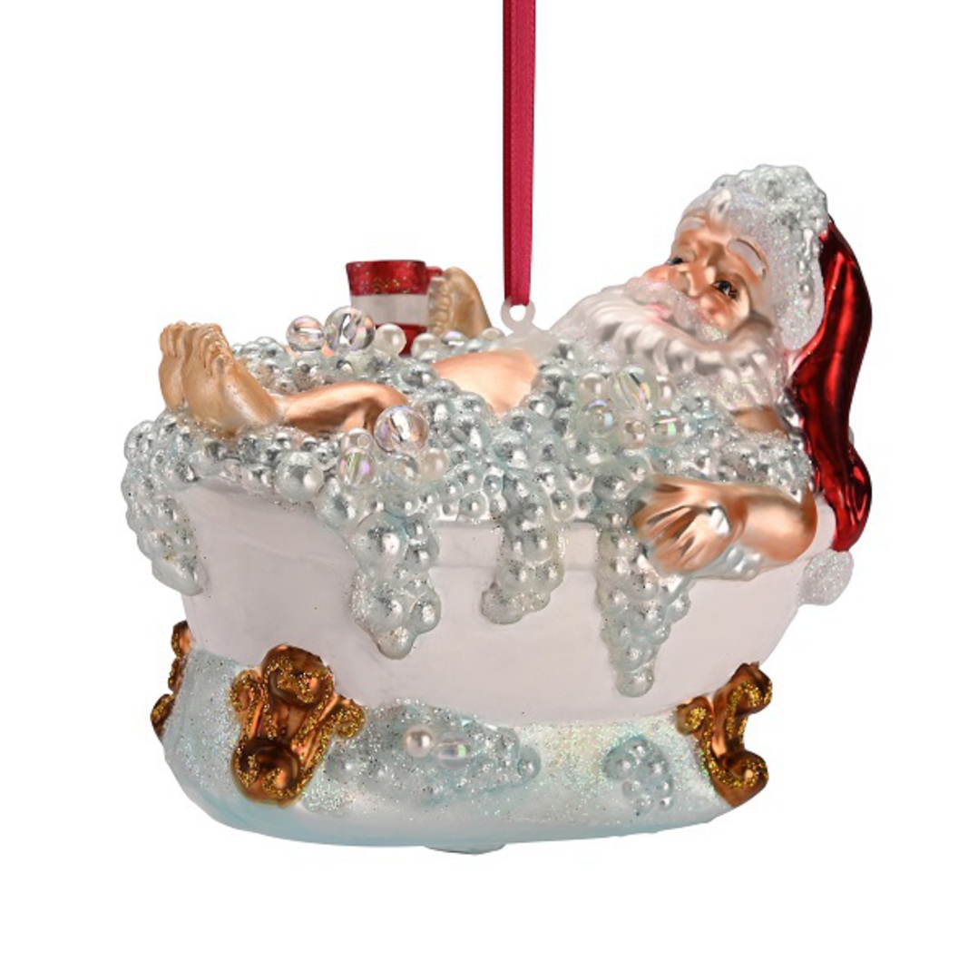 Glass Santa, BathTub 13cm *ETA NOV image 0