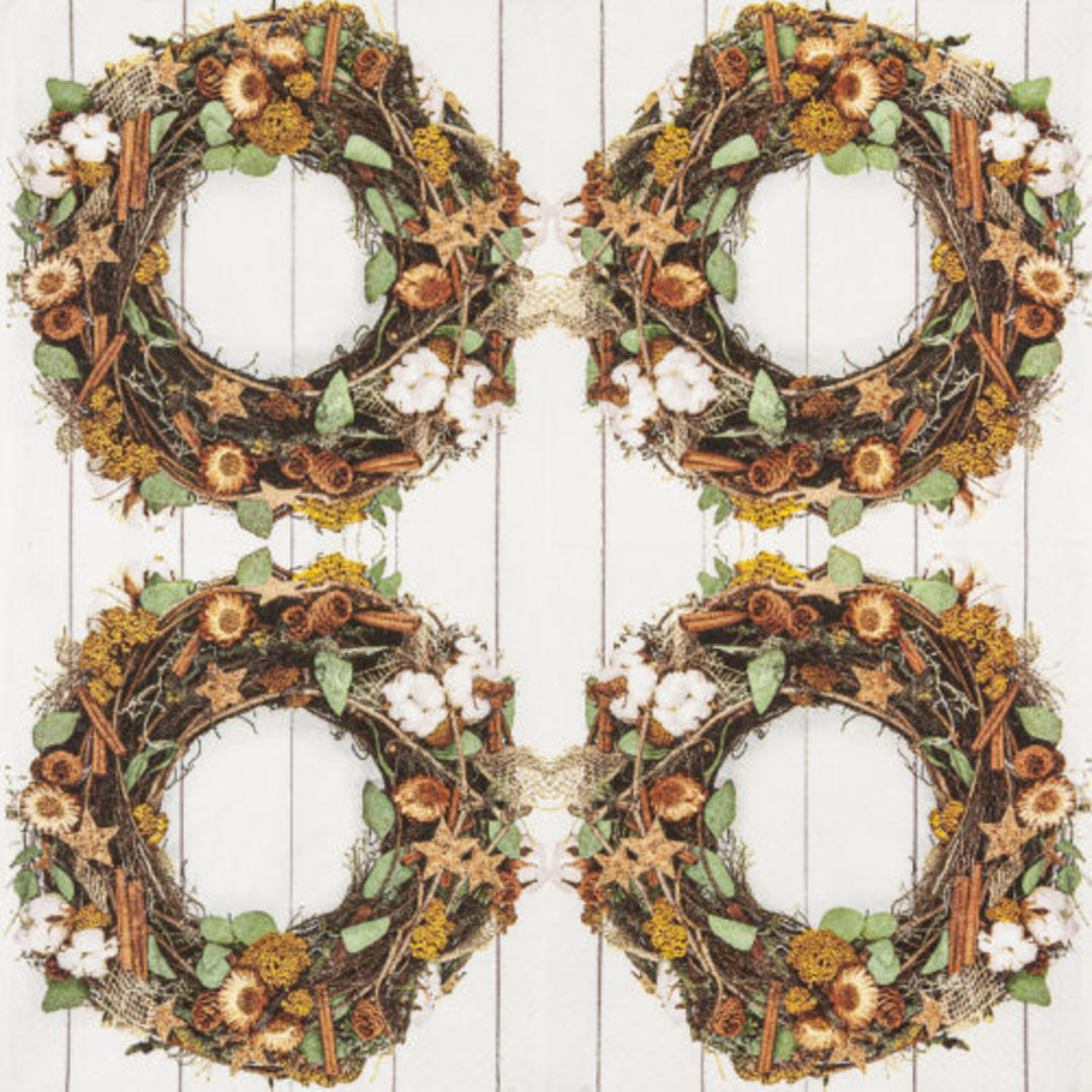 Cocktail Paper Napkins 25cm, Country Wreath image 1