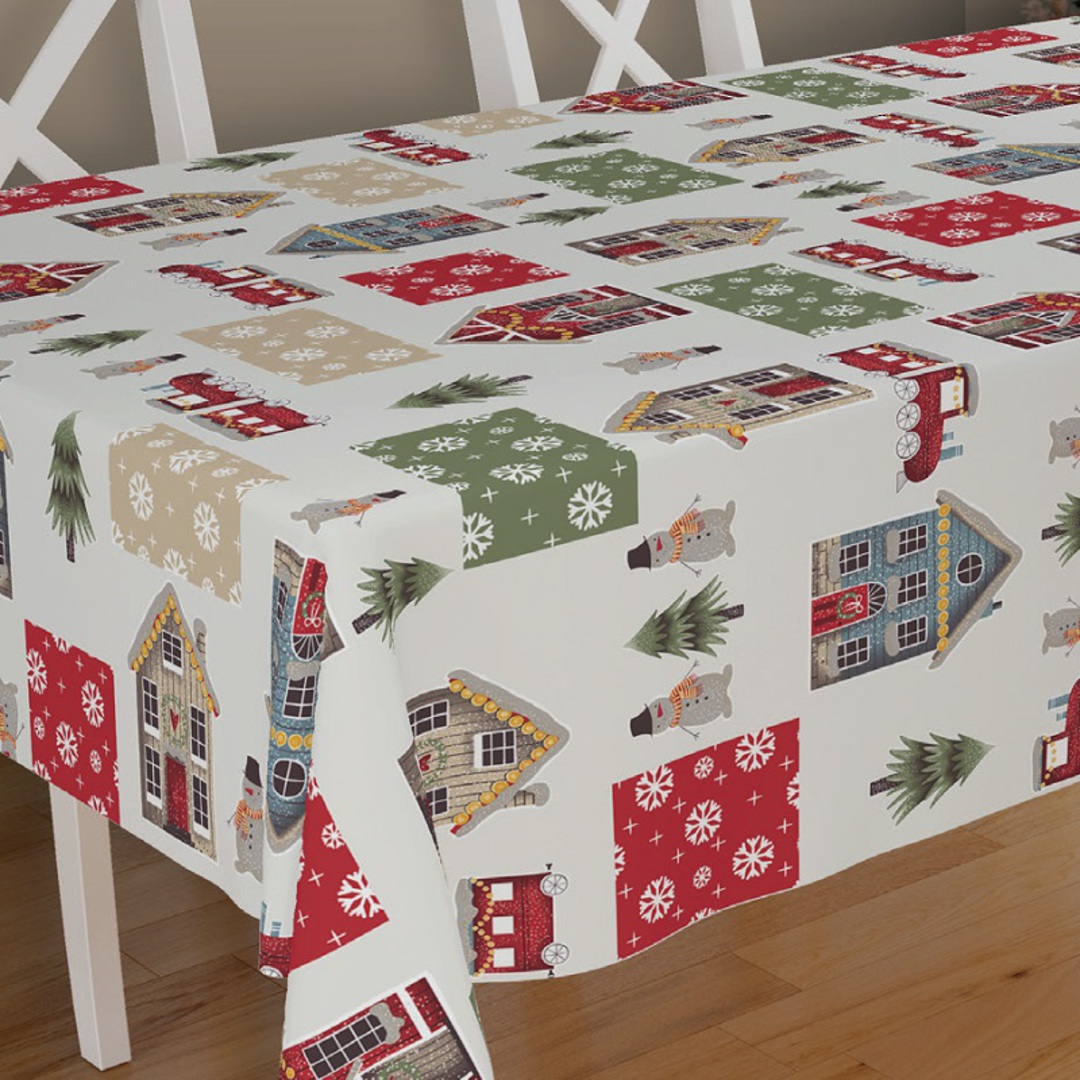 Tablecloth, Xmas Chalet White image 1