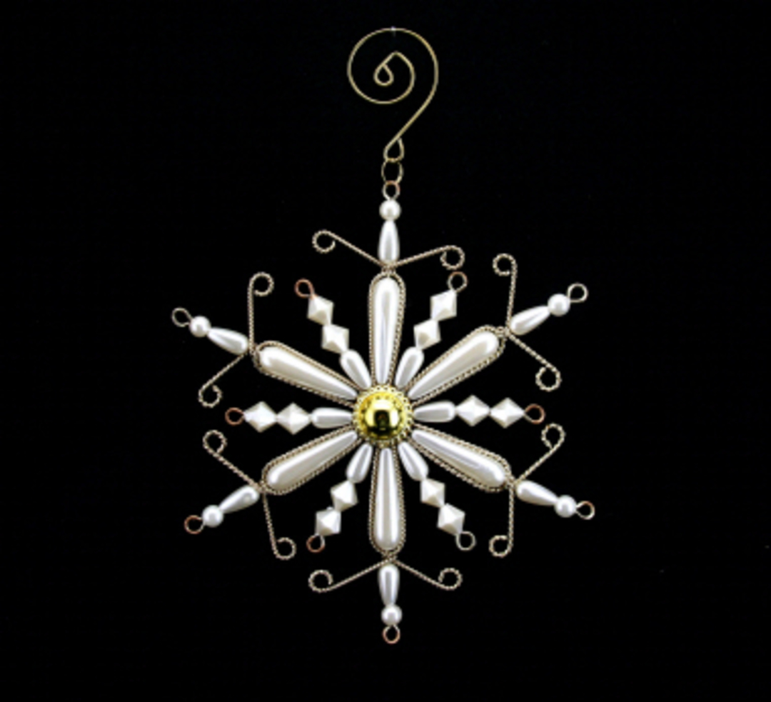 Wire and Pearl Snowflake 12cm image 0