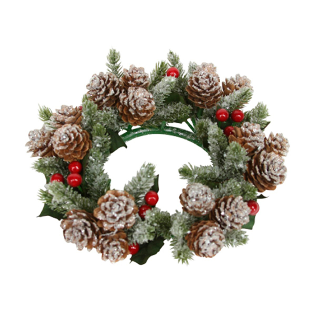 Pillar Candle Ring, Frosted Fir Berry 17cm image 0