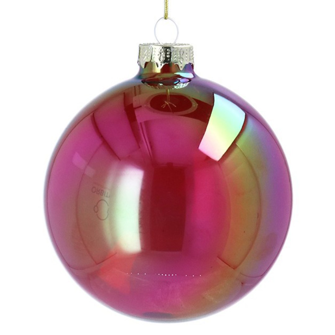 INDENT - Pack 12, Large Glass Ball Cerise, Lustre 10cm image 0