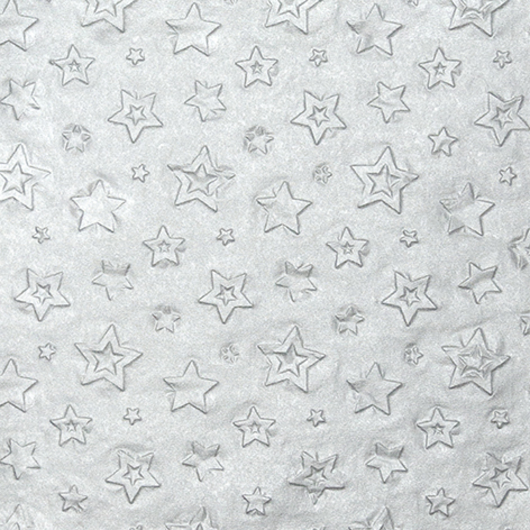 Embossed Paper Napkins 33cm, Silver Stars image 0