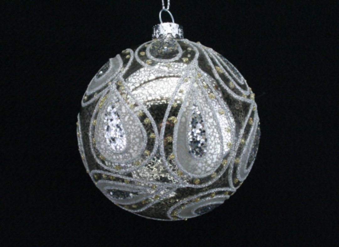 Glass Ball Clear, Antique Silver 8cm image 0
