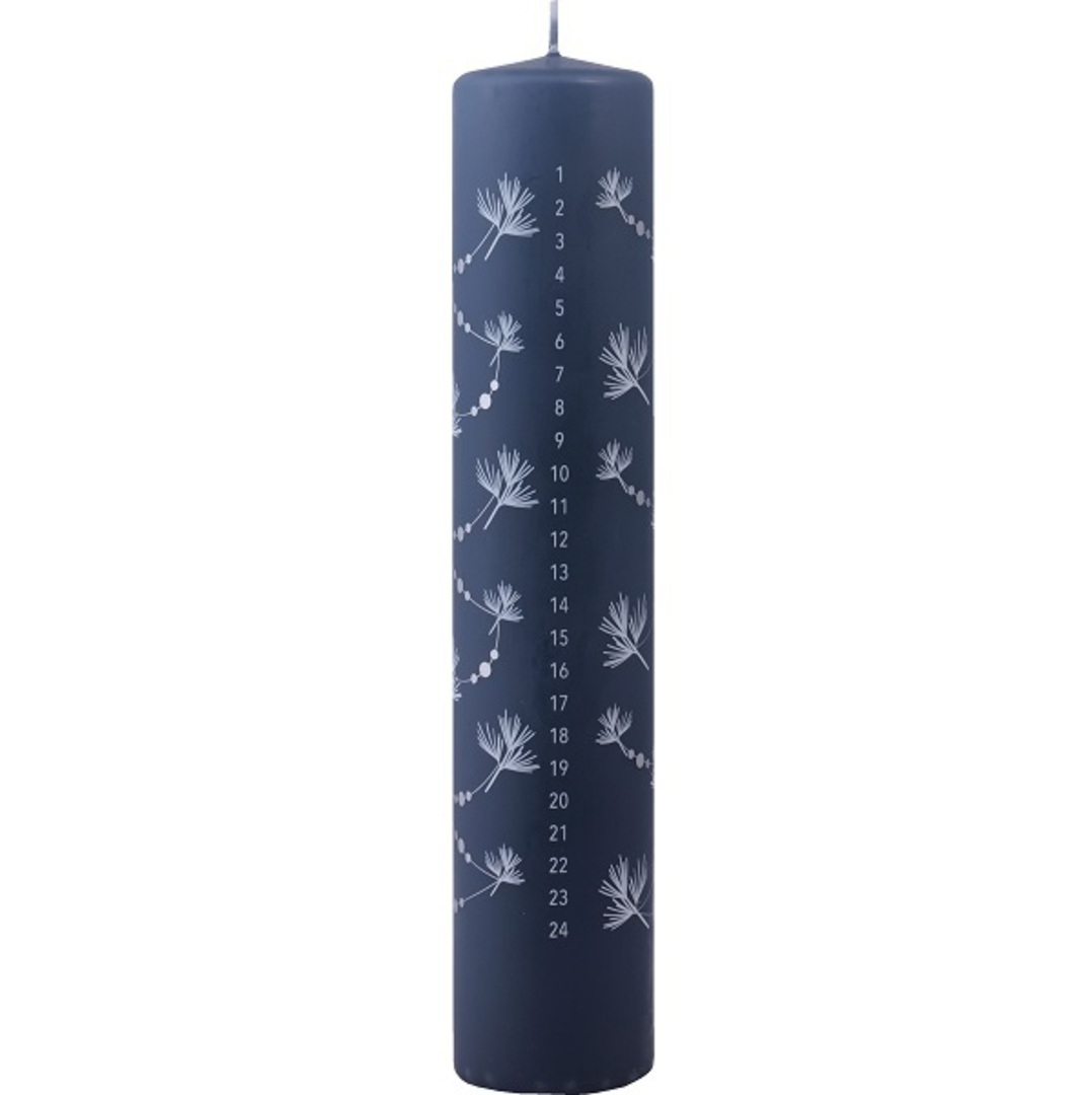 Advent Calendar Candle Blue, Leaves 25cm *ETA NOV image 0