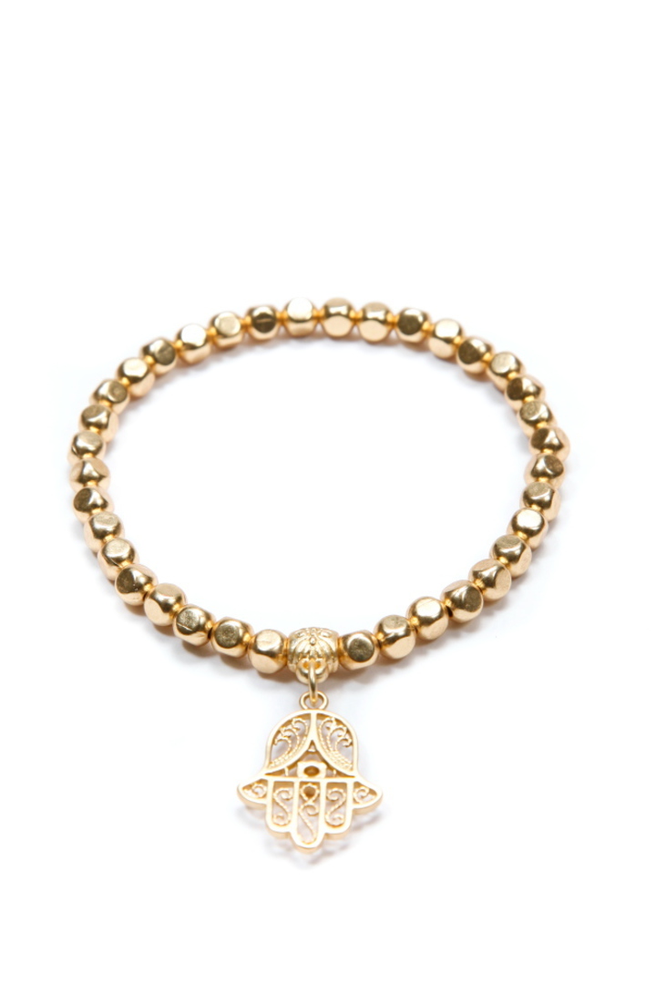 Bracelet, Silver Beads with Filagree Palm Charm image 2