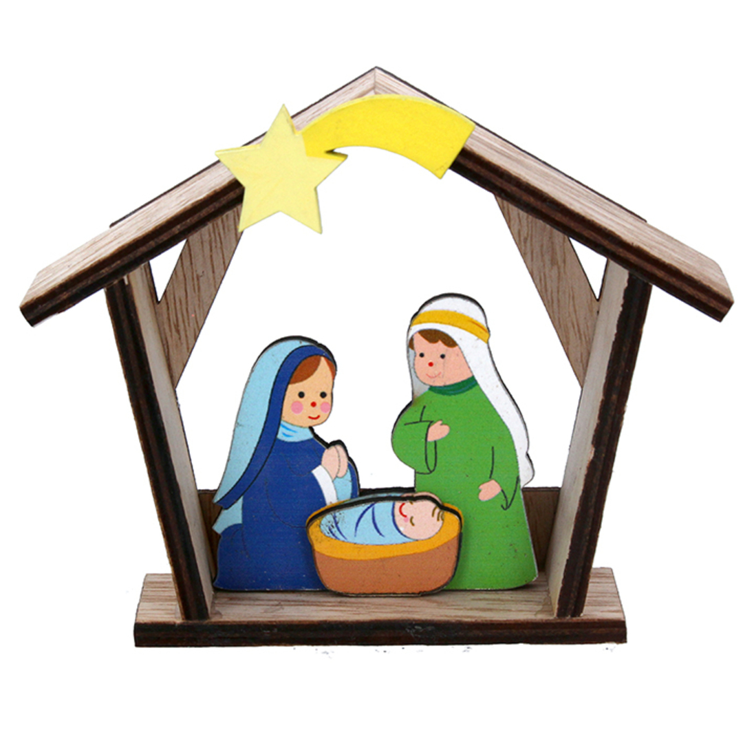 Wood Mini Nativity Scene 12cm image 0