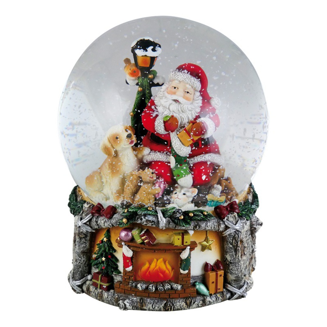 MAXI Snow Globe Musical, Santa with Animals 20cm image 0