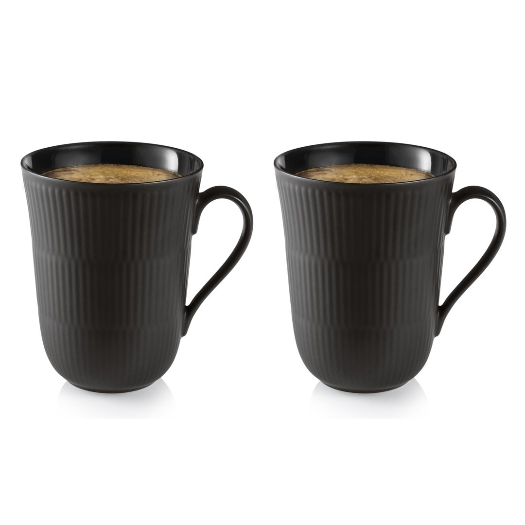 Royal Copenhagen Black Fluted Mugs, Pair image 0