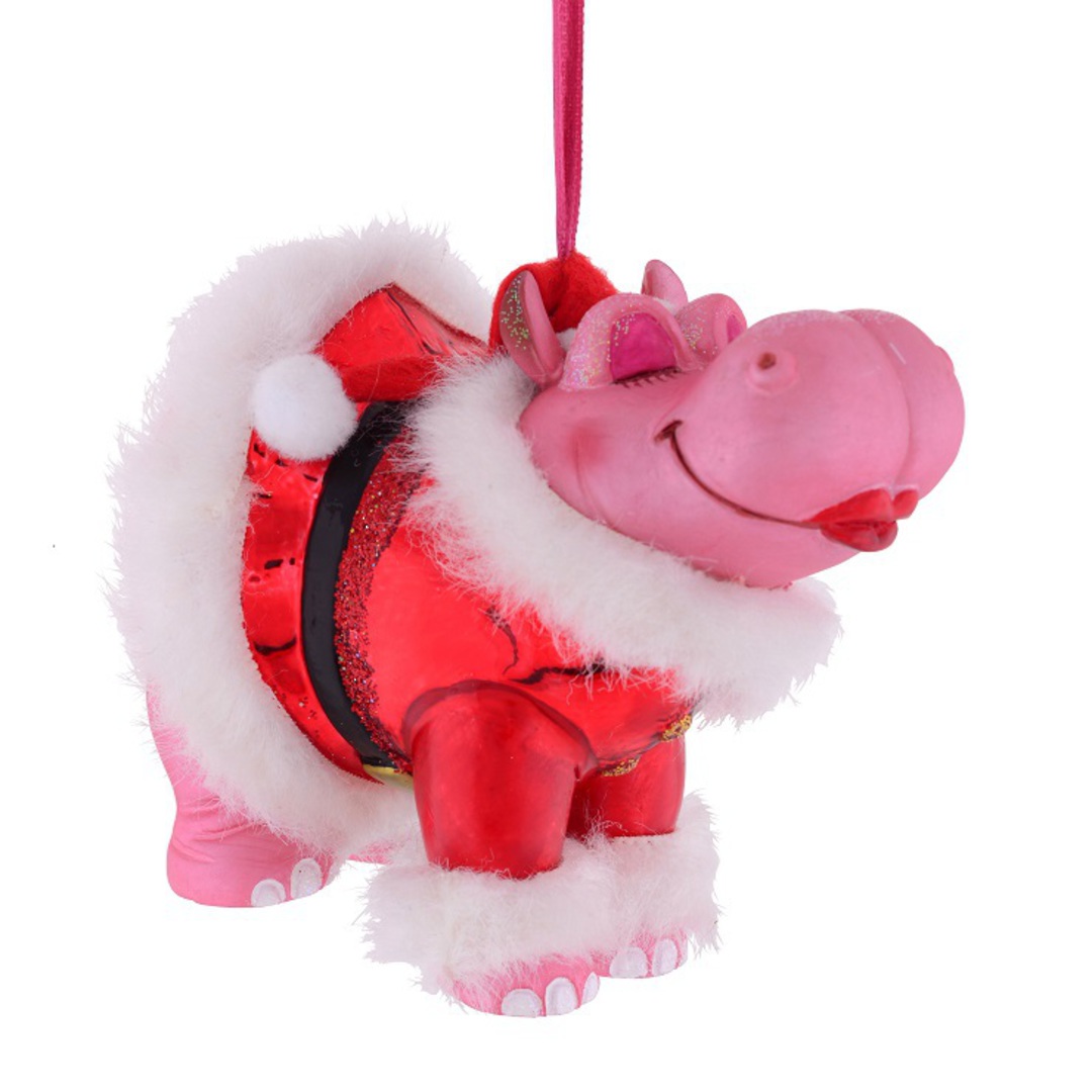 Glass Hippo, Santa Outfit 12cm *ETA NOV image 0
